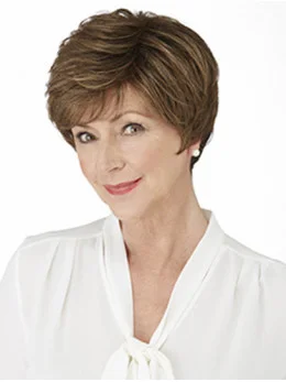 Suitable Monofilament Straight Brown Short Wigs