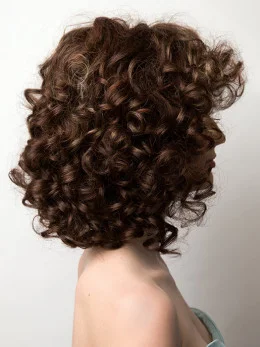 Affordable Monofilament Curly Brown Medium Wigs