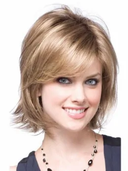 Modern Blonde Chin Length Synthetic Wigs