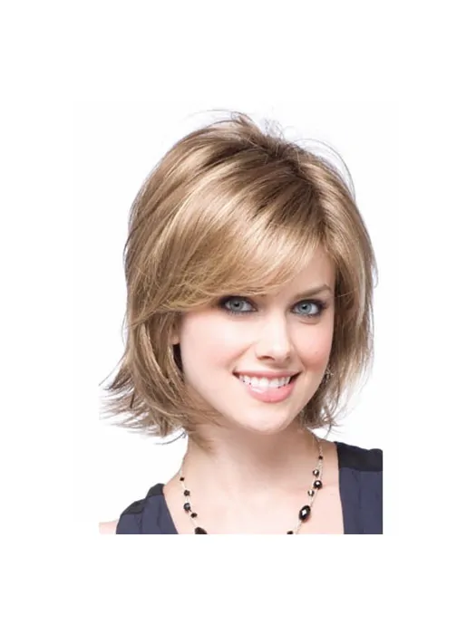 Modern Blonde Chin Length Synthetic Wigs