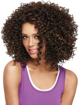 Comfortable Blonde Curly Shoulder Length Wigs