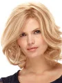 Unique Blonde Curly Shoulder Length Remy Human Lace Wigs
