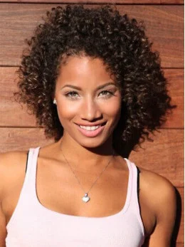 African American Small Curly Lace Front 100 per Human Hair Wig