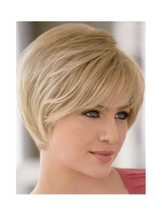Remy Human Hair Blonde Monofilament Gentle Short Wigs