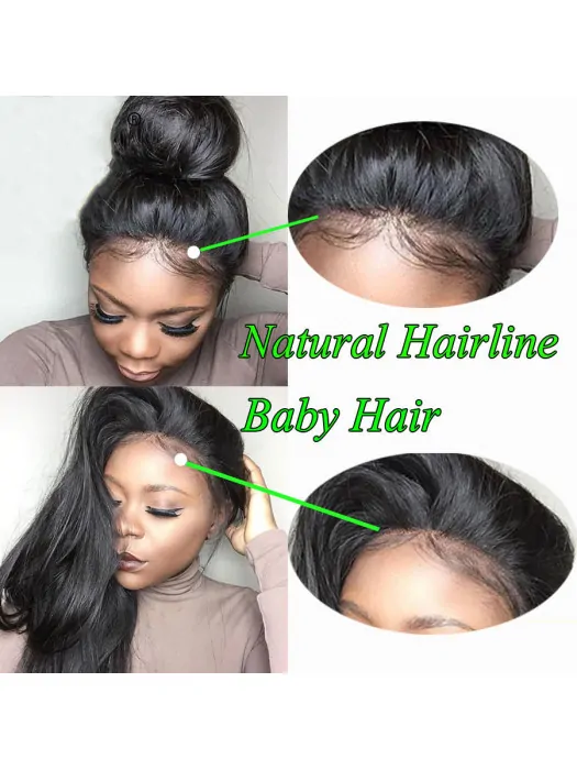 Full Lace Wigs Pre Plucked Natural Hairline With Baby Hair Straight Brazilian Remy Hair Wigs Bleached Knots