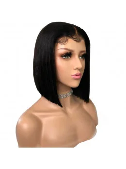Short Lace Front Human Hair Wigs Straight Bob Wigs With Baby Hair Pre Plucked
