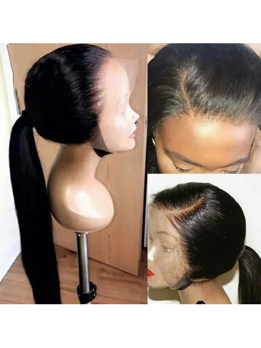 180 per Density Pre Plucked With Baby Hair Natural Color Brazilian Remy Hair Straight Wigs