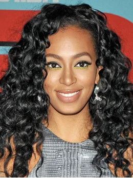 Mature Black Curly Long Celebrity Wigs