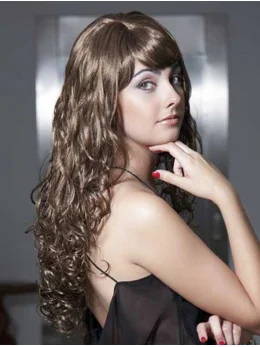 Great Curly Brown With Bangs Fantastic Wigs