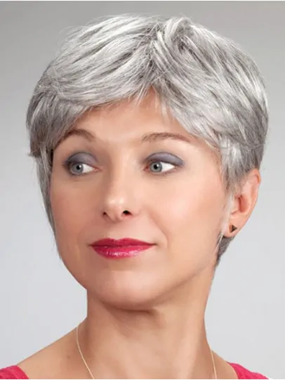 Short Monofilament Synthetic Straight Elderly Lady Wig