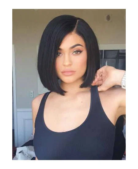Bobs Remy Human Hair Black Capless Kylie Jenner Wigs