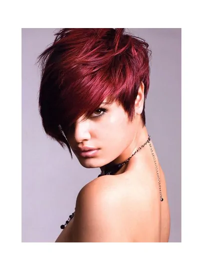 Short Red Straight Lace Front Human Wigs