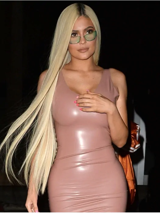 Without Bangs Synthetic Blonde Full Lace Kylie Jenner Wigs