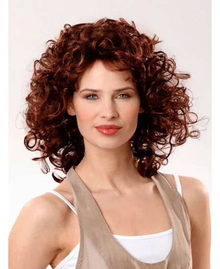 Amazing Curly Auburn Layered Affordable Wigs