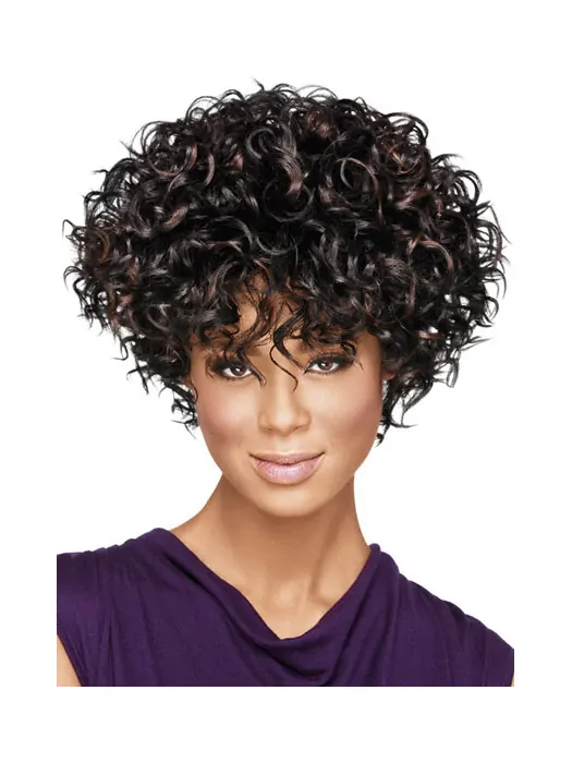 Top Black Curly Short African American Wigs