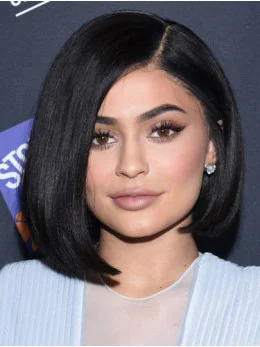 Capless Black 10 inch Straight Synthetic Kylie Jenner Wigs