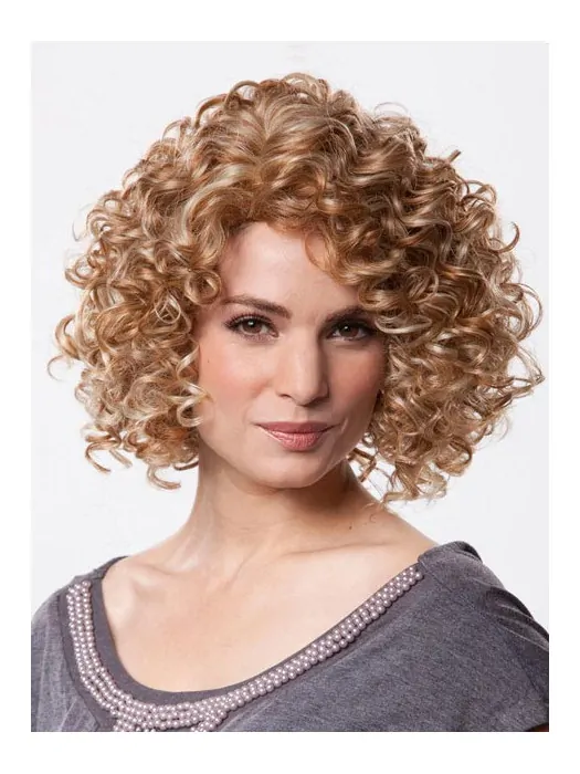 Fashion Brown Curly Chin Length Petite Wigs