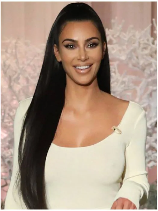 22 inch Synthetic Black Straight Kim Kardashian Wigs
