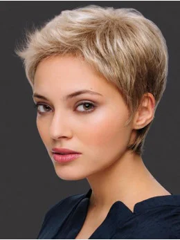 6 inch Straight Monofilament Synthetic Boycuts Short Wigs