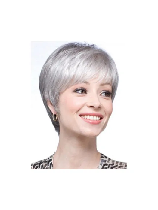 Silver Lady Short Clean Human Wigs
