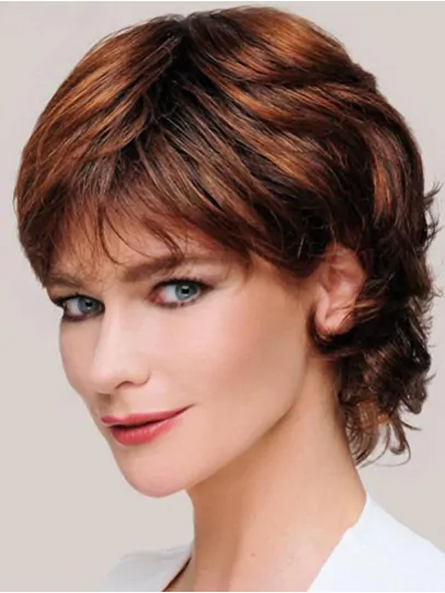 6 inch Curly Monofilament Synthetic Layered Ladies Short Wigs