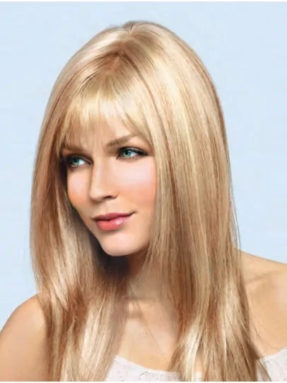 Blonde Straight Remy Human Hair Easy Long Wigs