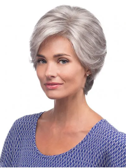 Synthetic 8 inch Lace Front Grey Wigs For Women