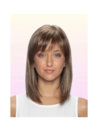 Pleasing Lace Front Straight Shoulder Length Remy Human Lace Wigs