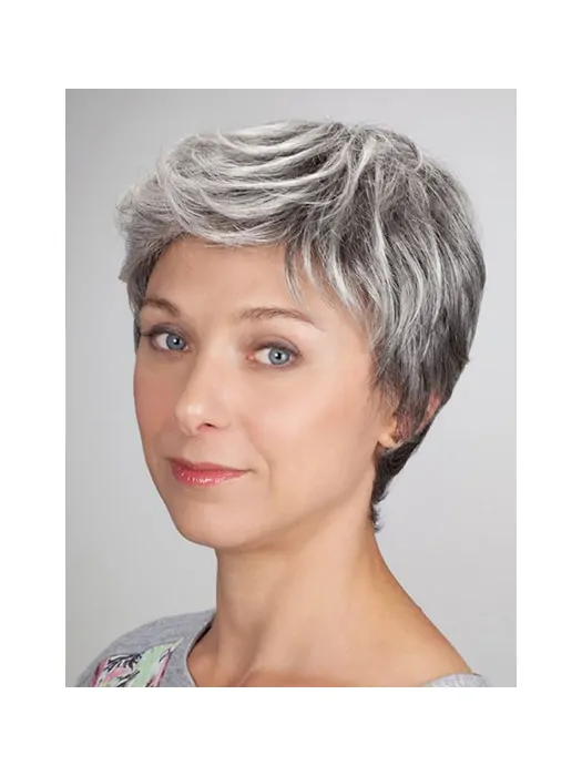 Cropped Monofilament Synthetic Straight Ladies Wigs