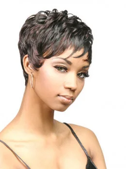 Easy Black Wavy Cropped African American Wigs