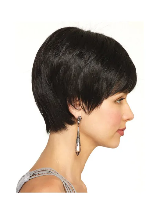 Black Straight Remy Human Hair Preferential Short Wigs