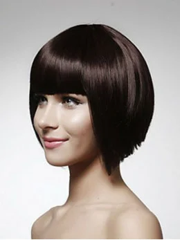 Trendy Black Straight Chin Length Human Hair Wigs