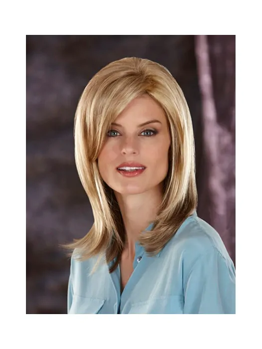 Suitable Blonde Straight Shoulder Length Synthetic Wigs