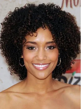 New Fashion Afro Bob Hairstyle Short Kinky Curly Lace Wig 100 per Human Hair 14  inches