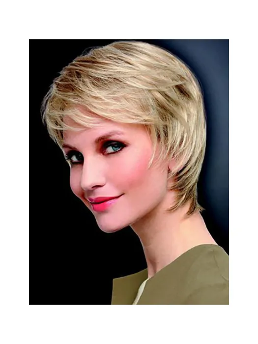 8 inch Straight Monofilament Synthetic Layered Short Wigs For Sale