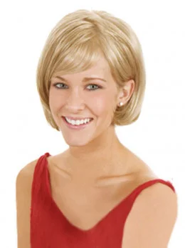 Fashionable Blonde Straight Chin Length Lace Front Wigs