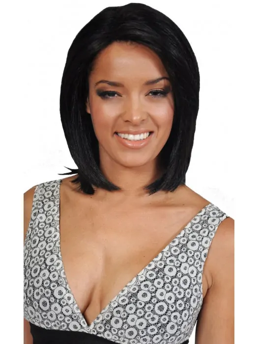 Affordable Black Straight Chin Length African American Wigs