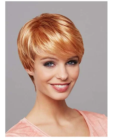 Short Blonde 8 inch Straight Synthetic Mono Wig