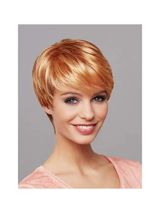 Short Blonde 8 inch Straight Synthetic Mono Wig