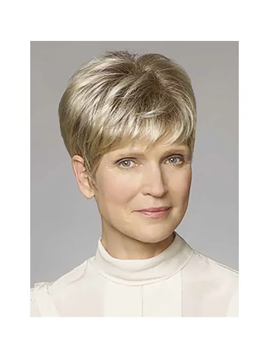 6 inch Straight Monofilament Synthetic Boycuts Ladies Short Wigs