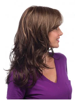 Capless Wavy Brown Long Synthetic Wigs