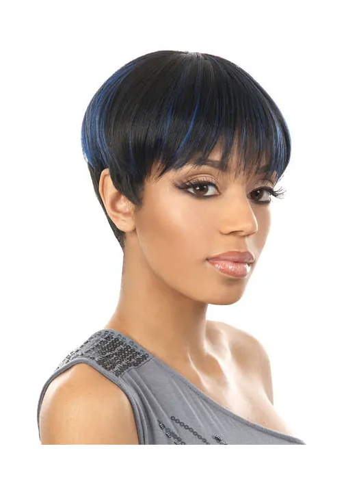 Shining Black Straight Cropped African American Wigs