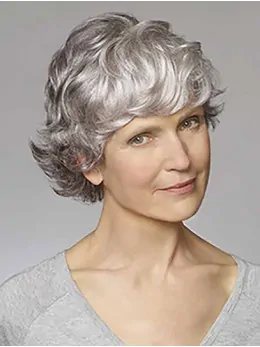 Grey Wavy 8 inch Synthetic Classic Cheap Monofilament Wigs