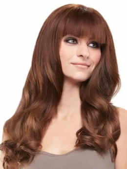 Fashion Auburn Lace Front Long Remy Human Lace Wigs