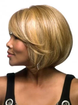 Durable Blonde Straight Chin Length Lace Front Wigs