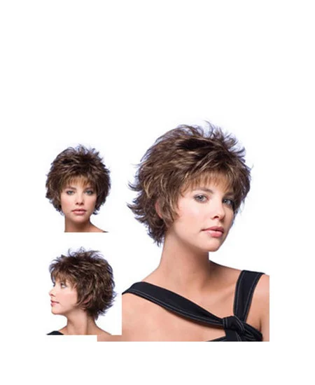 Brown New Layered Wavy Short Wigs