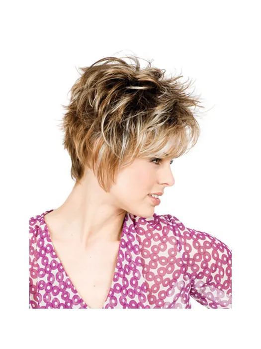 Blonde Monofilament Synthetic Fashionable Short Wigs
