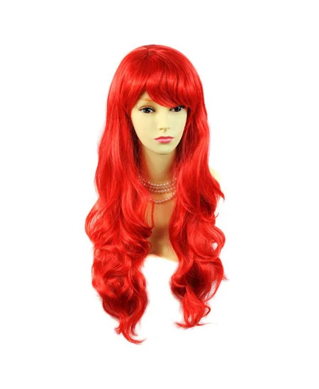 Hot Sale Long Wavy With Bangs 24  inches Red Wigs