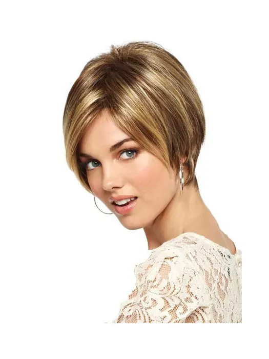 Gorgeous Monofilament Bobs Blonde Wigs For Cancer