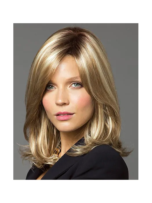 Blonde Lace Front Synthetic Glamorous Medium Wigs